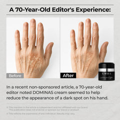 DOMINAS cream texture closeup showing smooth application for even-toned skin