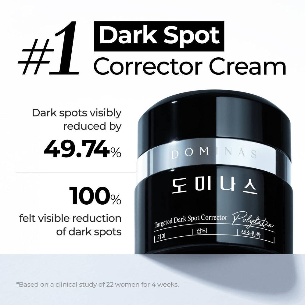 DOMINAS face application routine demonstrating two-step regimen for daily brightening