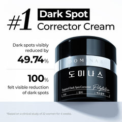 DOMINAS face application routine demonstrating two-step regimen for daily brightening