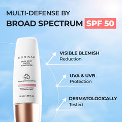 DOMINAS tinted sunscreen SPF 50 swatches reveal light coverage that even skin tone.