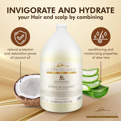 Dominican Magic Hydrating Shampoo bottle shows lasting moisture and easy manageability.