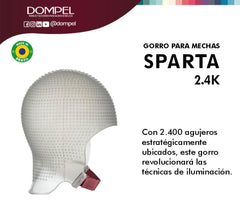 DOMPEL Sparta 2.4K cap holes close-up emphasizes 2,400 precision holes for even distribution.