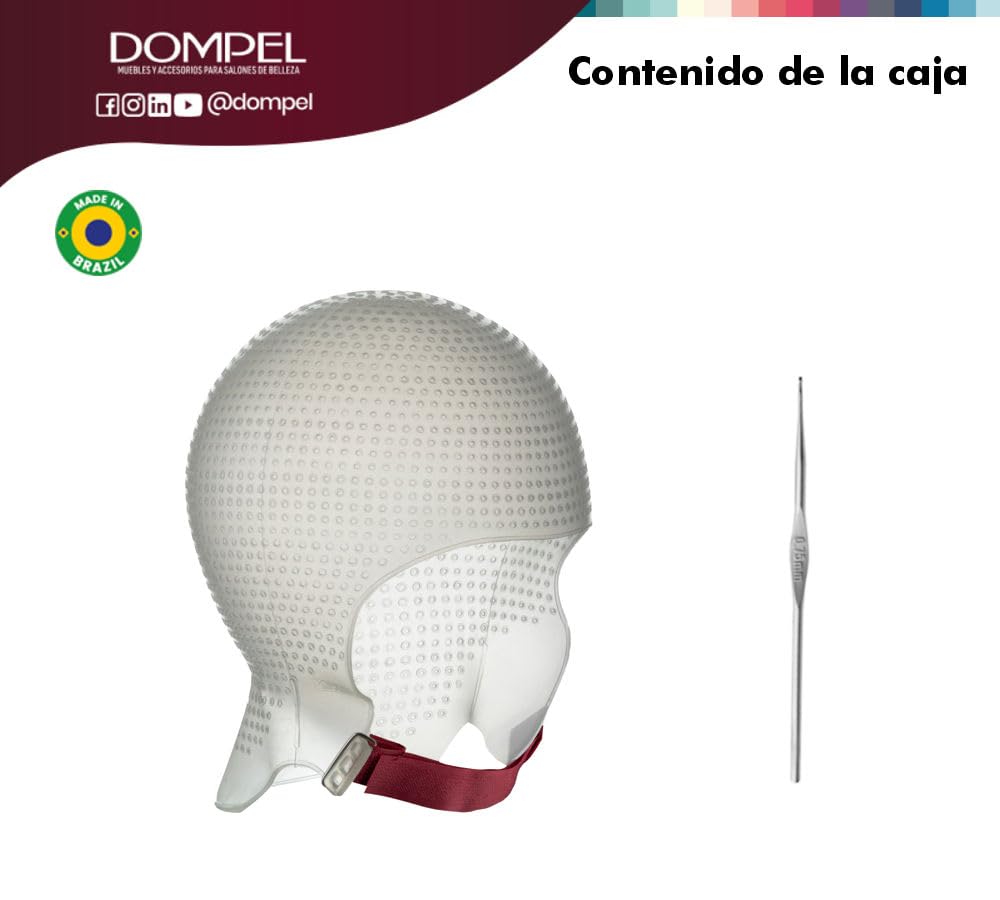 DOMPEL Sparta 2.4K cap silicone material highlights flexibility for various head sizes.