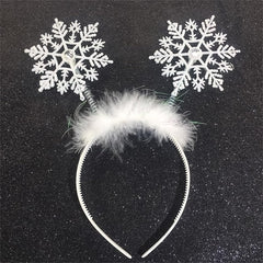 Doneace snowflakes headband with glitter highlights for festive holiday parties.