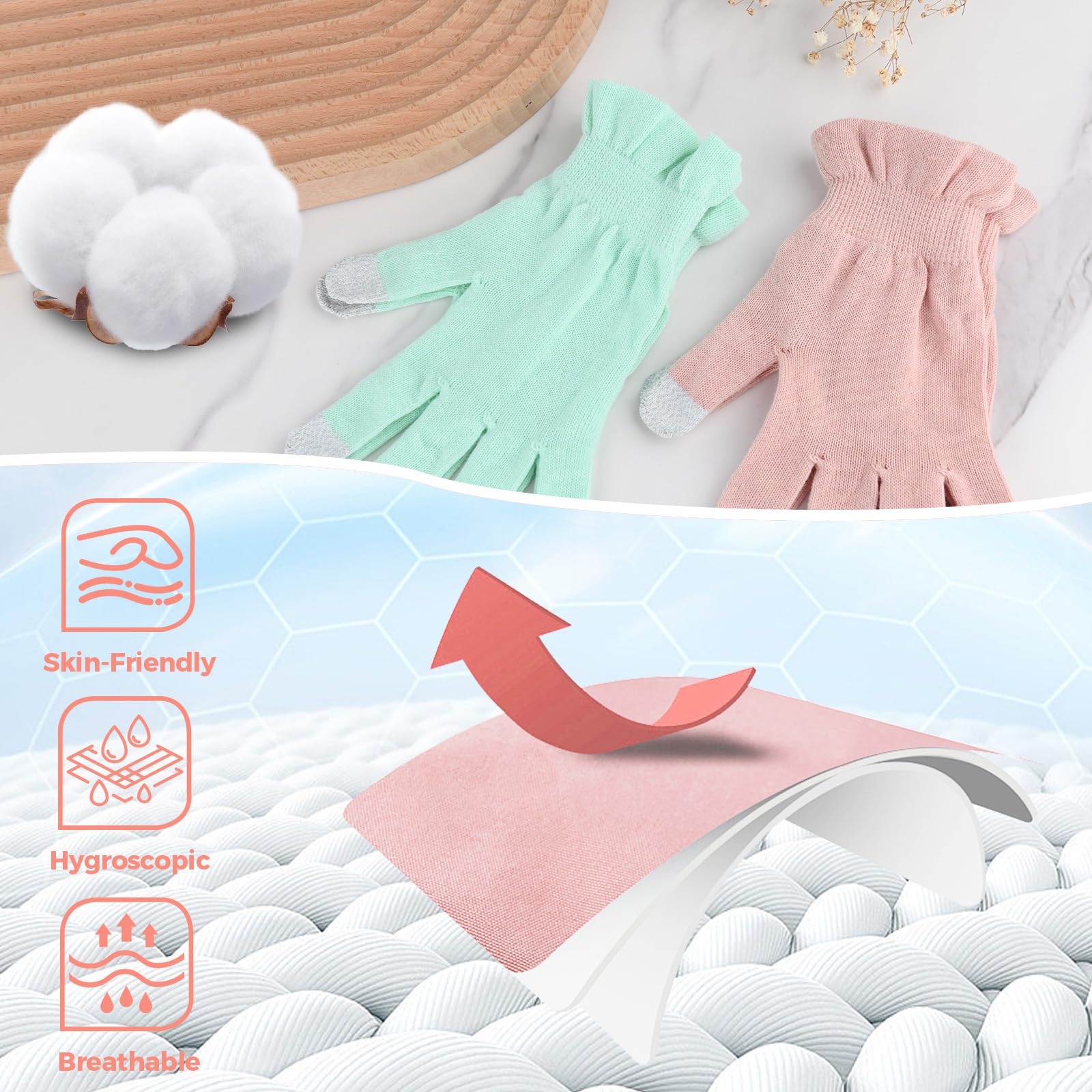 Donfri hypoallergenic cotton gloves breathable for sensitive skin