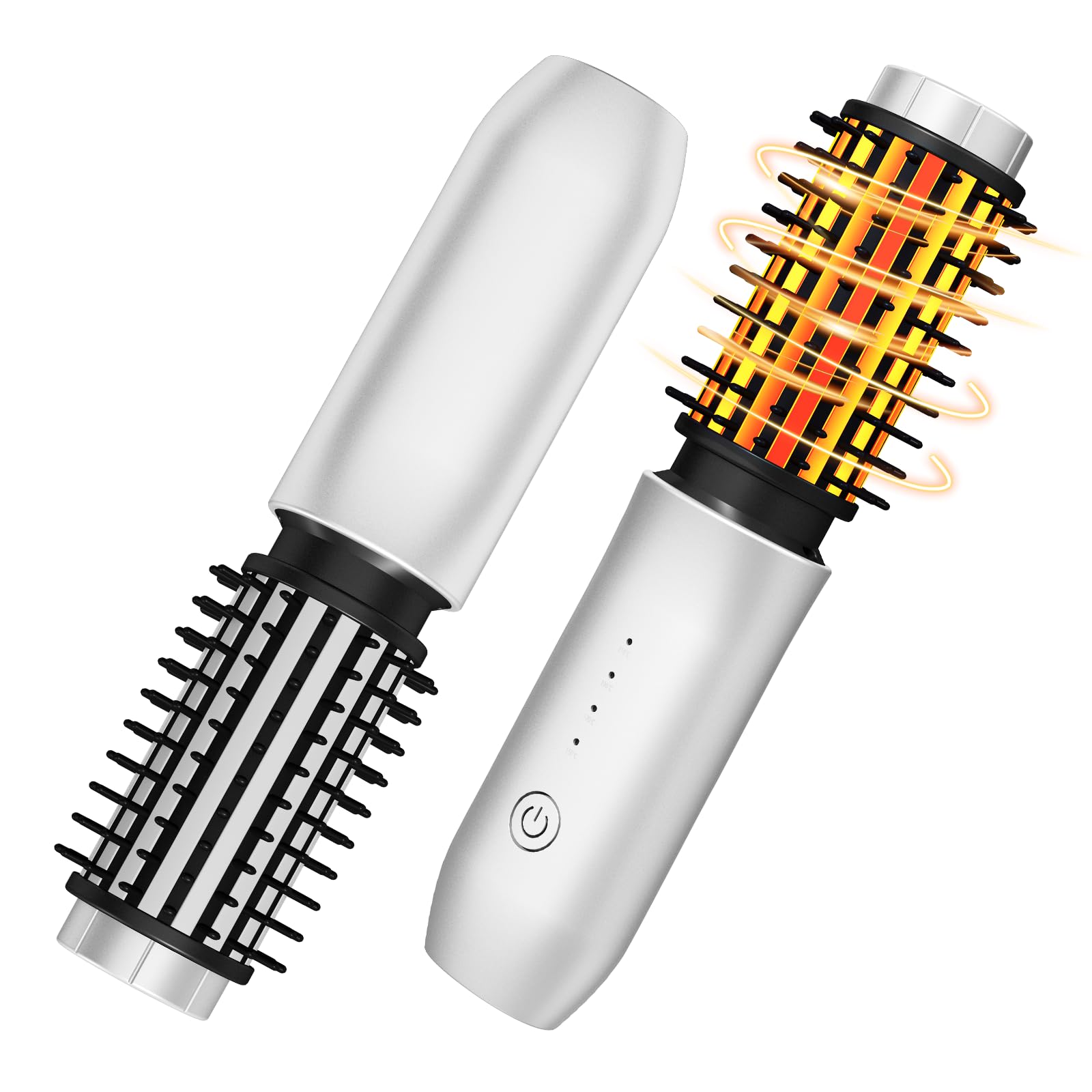 Dongxw cordless curling iron brush close-up shows 1.5-inch barrel for smooth styling