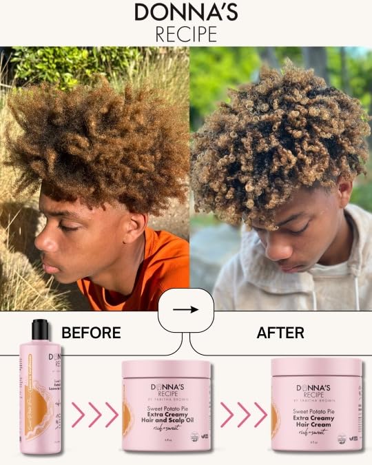 Donna's Recipe before-and-after shot demonstrates improved hair texture.