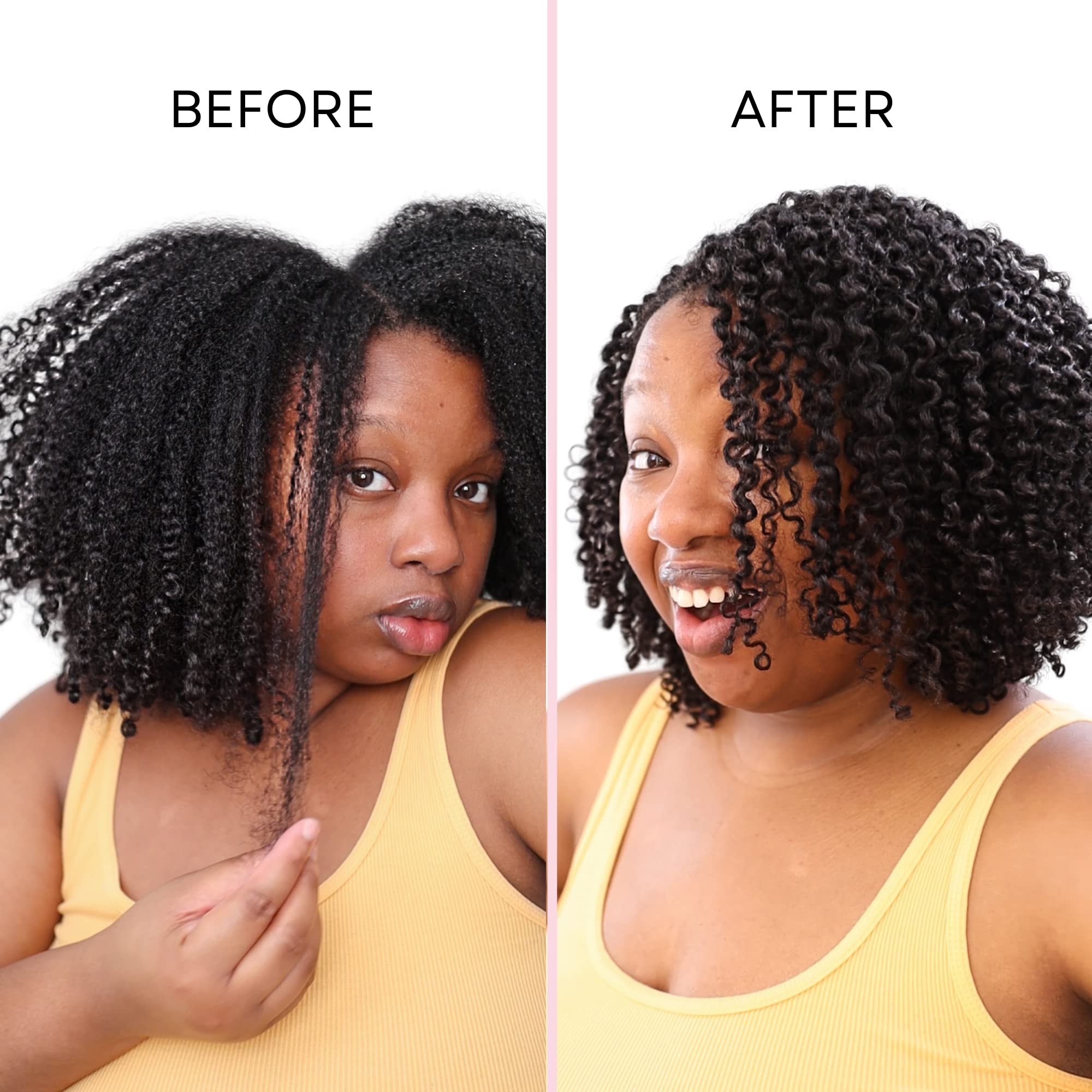 Donna's Recipe bottle beside towel-dried hair hints at smooth, shiny results