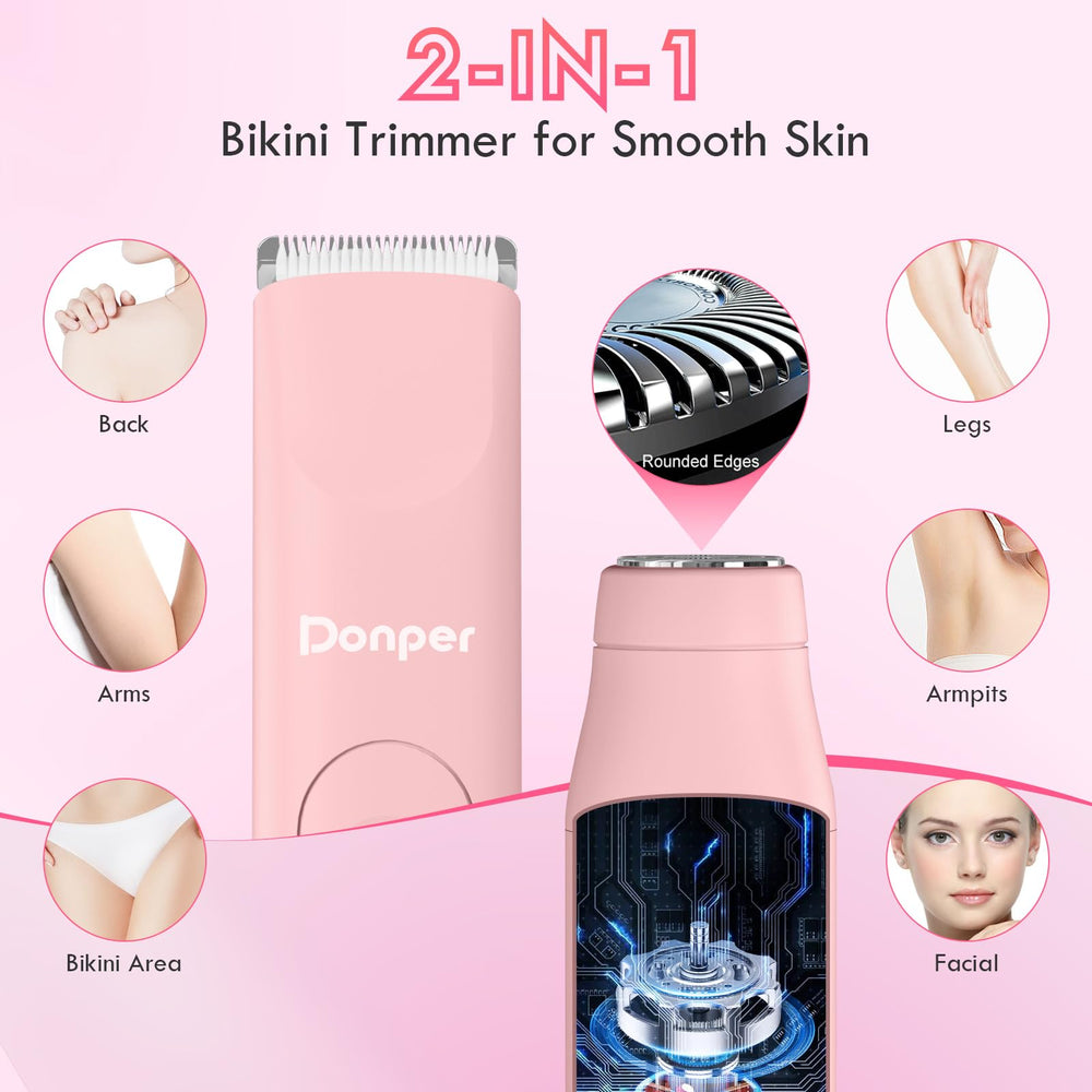 Donper Bikini Trimmer ergonomic lightweight handle provides comfortable grip during longer sessions.