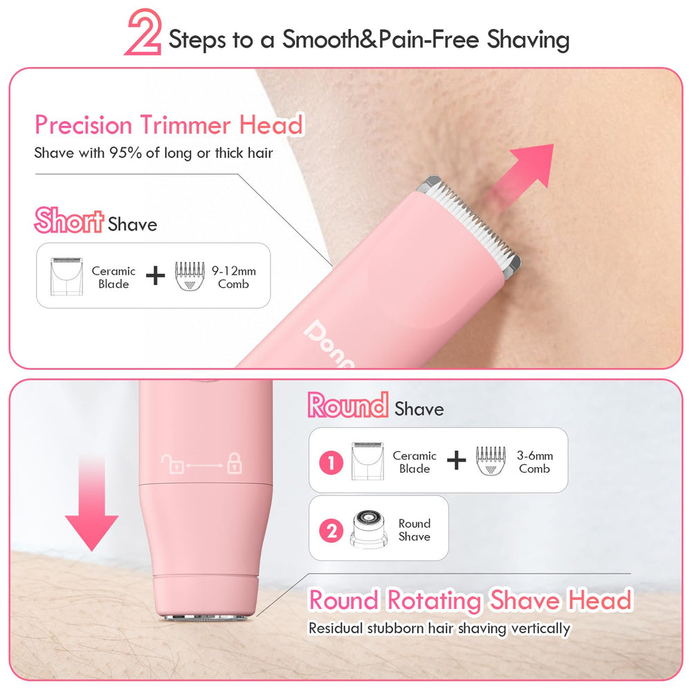 Donper Bikini Trimmer USB-rechargeable battery offers up to 90 minutes of cordless grooming.