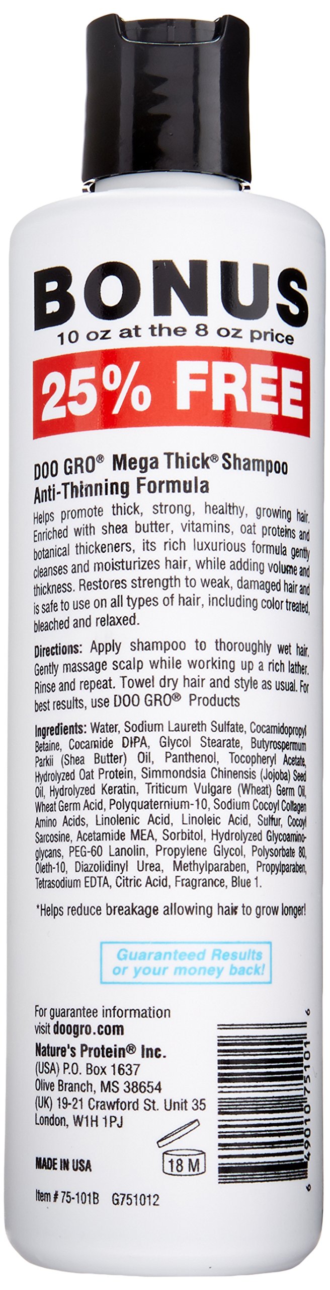 DOO GRO Mega Thick Growth Shampoo lather image illustrating nourishing scalp relief and volume