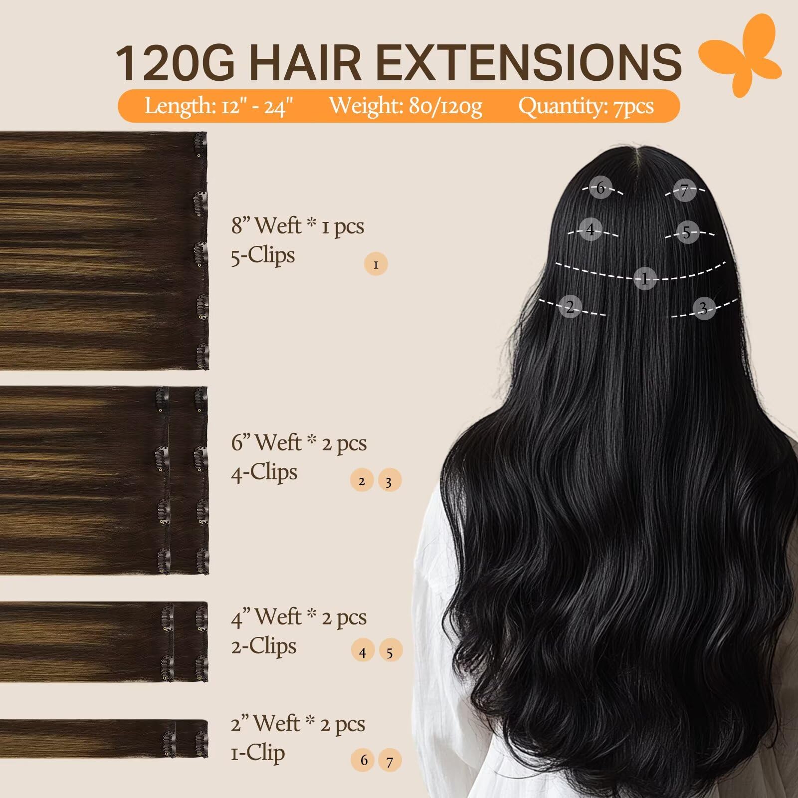 DOORES clip-in hair extensions show real human hair with silky, natural texture.