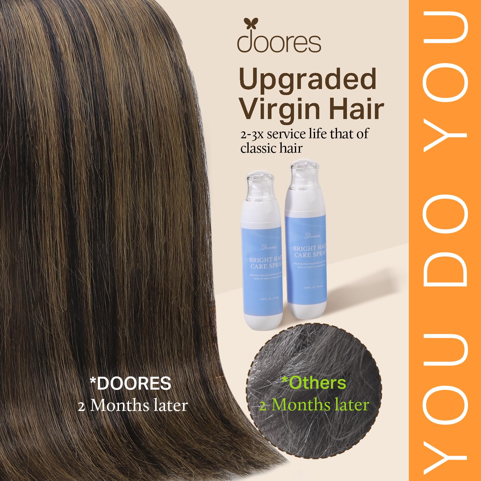 DOORES silicone-backed clips cushion the scalp during clip-in styling.