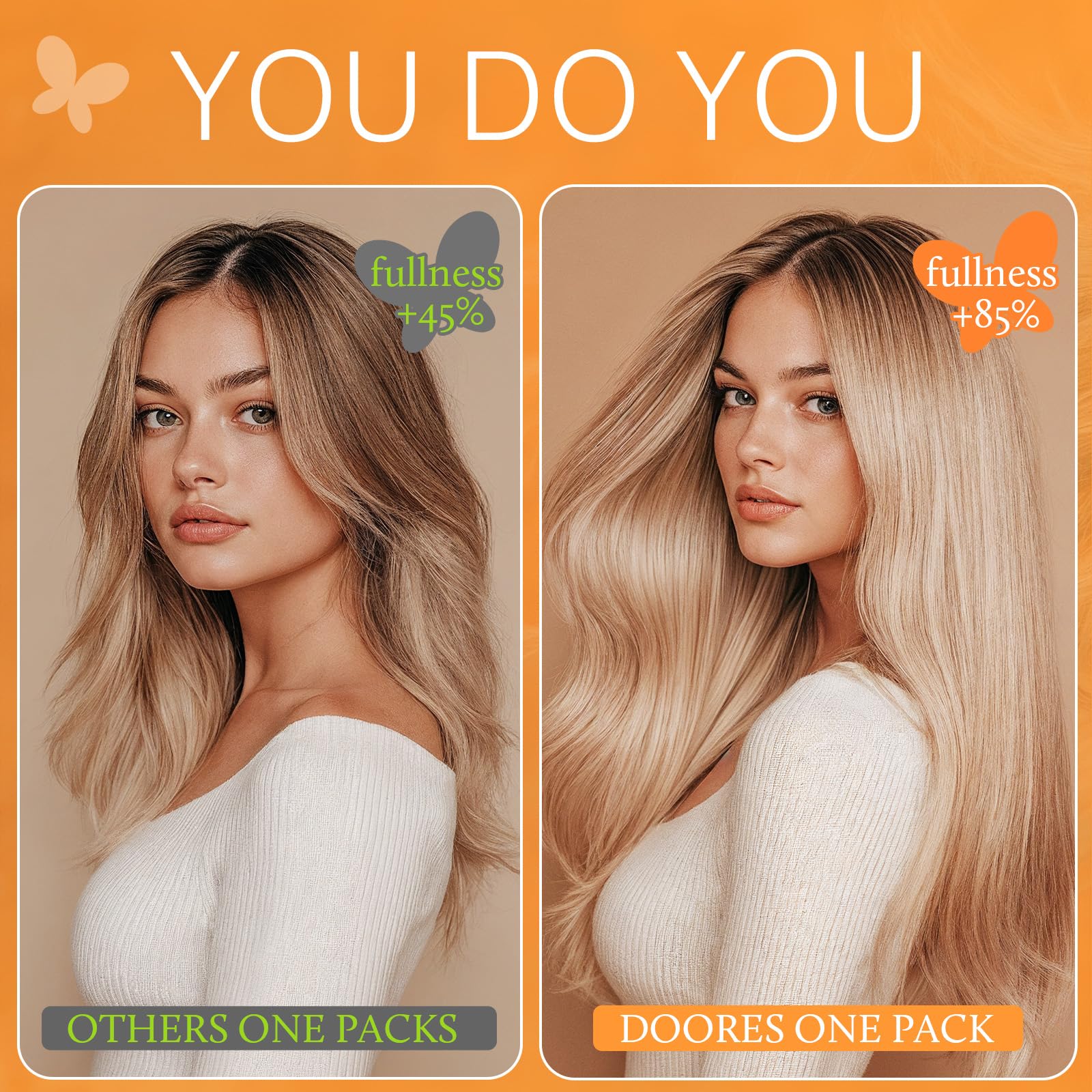 DOORES 7-piece set adds volume and length for everyday or special occasions.