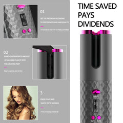 DOORTIAN smart-sensor curler gray angled shot highlighting hair protection