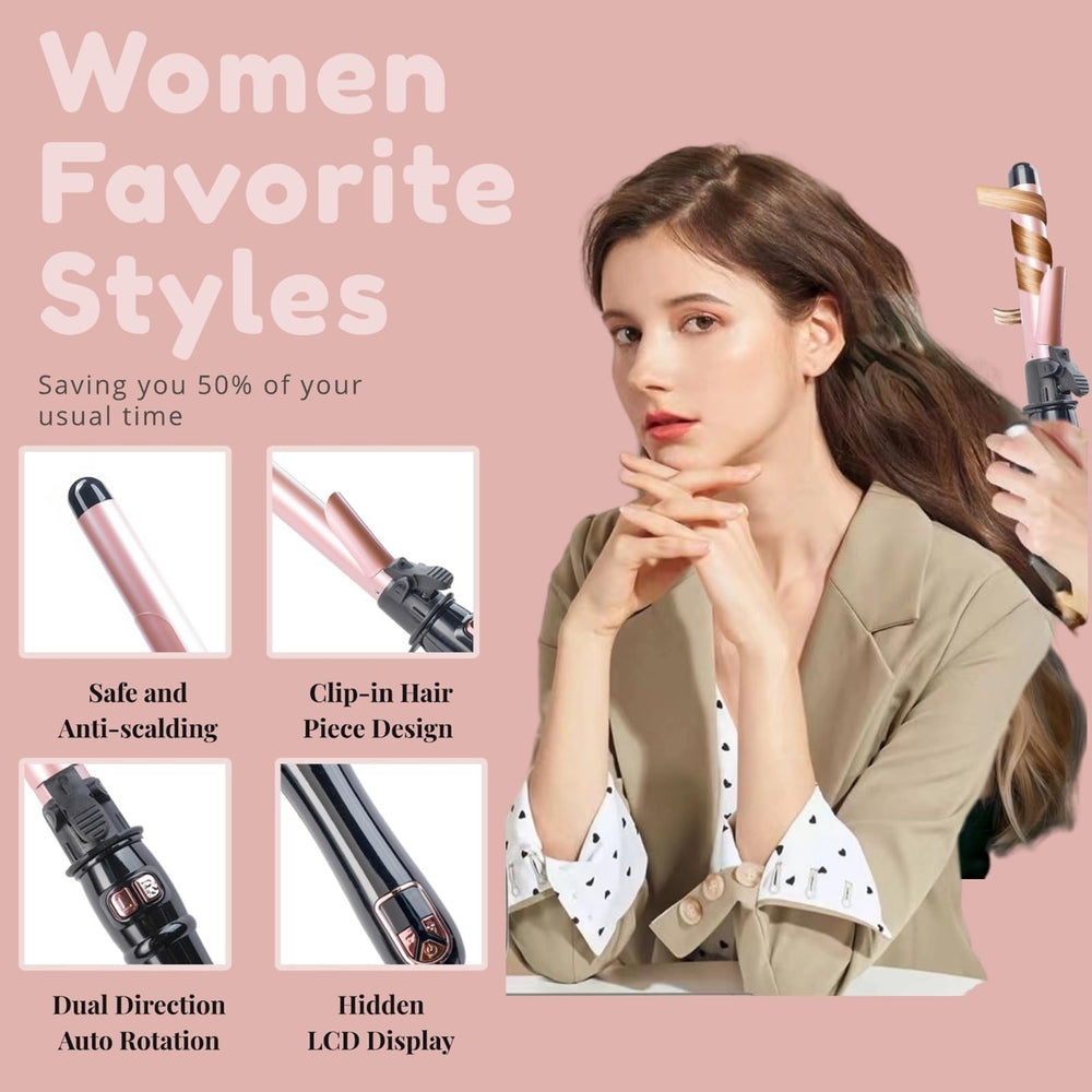 Dopheuor curling wand LED display shows temp for precise styling
