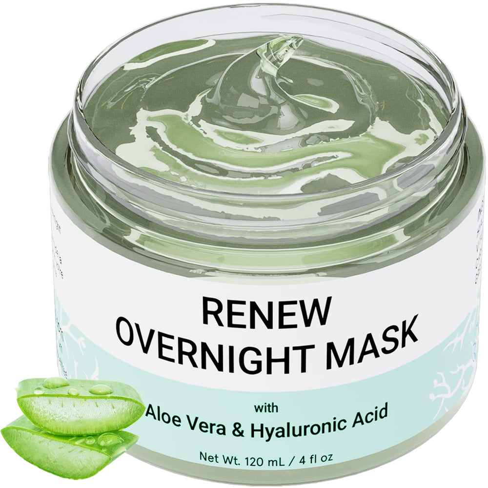 Doppeltree RENEW overnight mask bottle highlights hydration for all skin types.