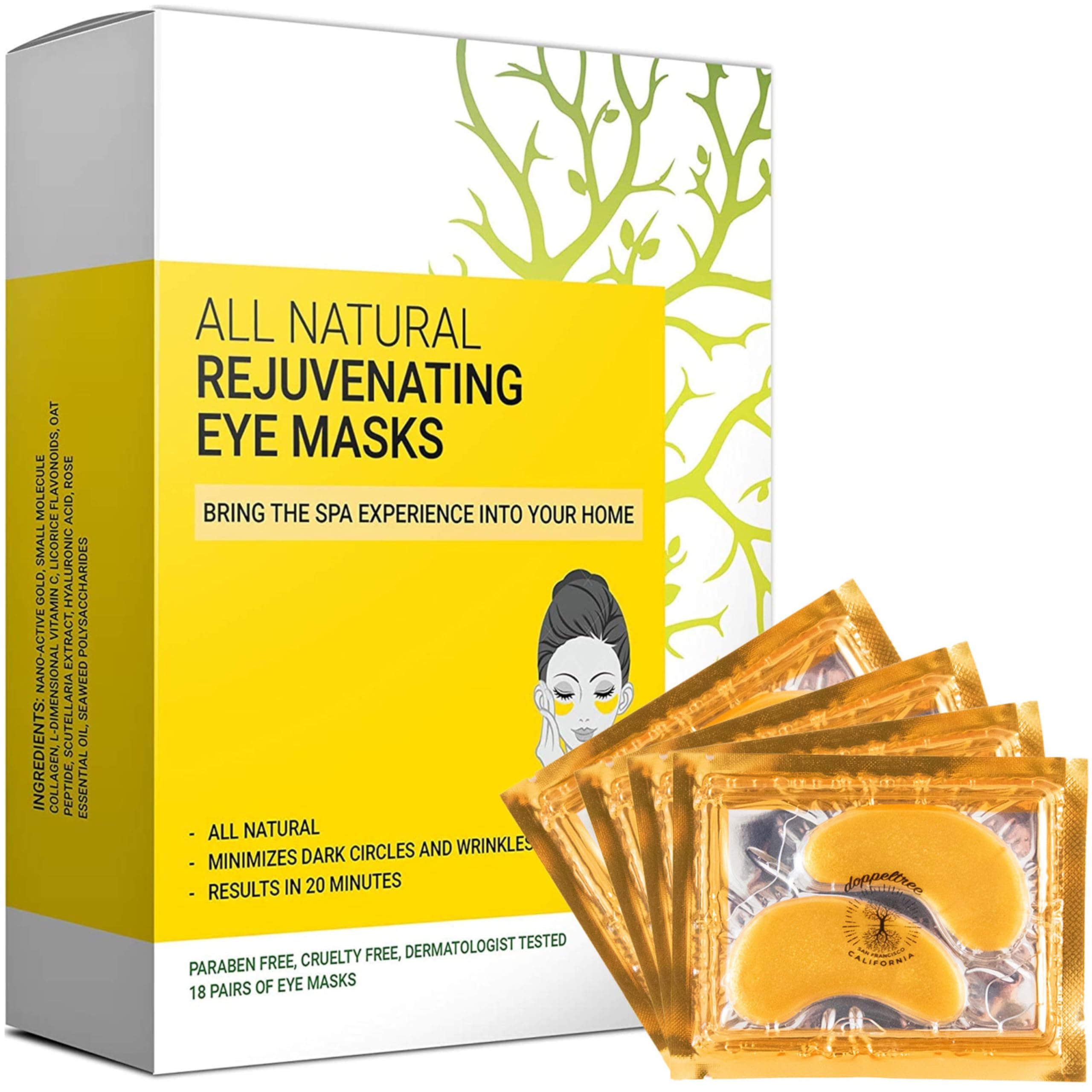 Doppeltree under-eye patches 18-pairs set ready for depuffing and quick refresh