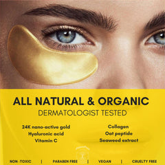 Doppeltree under-eye patches 24K gold closeup suggests luxurious brightening