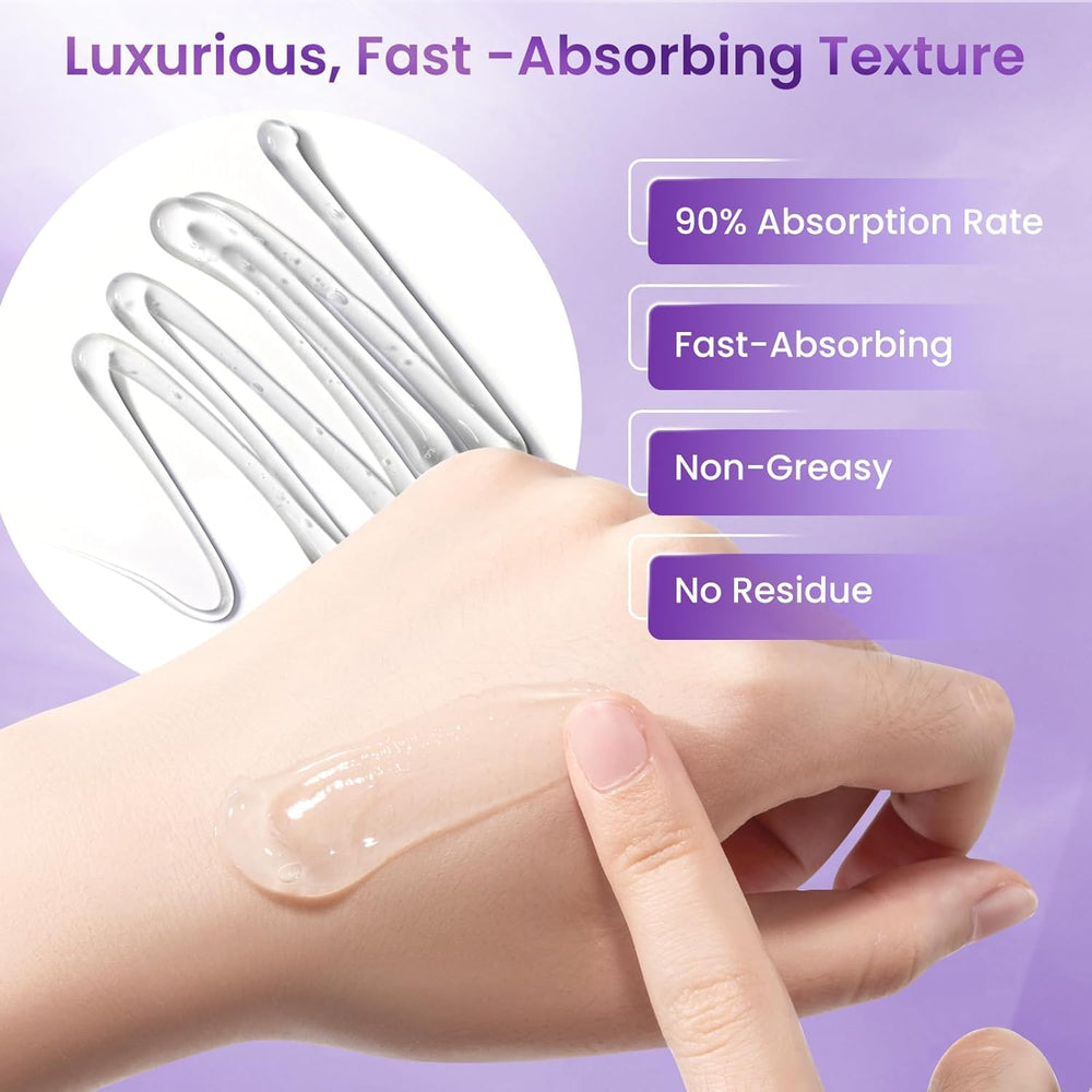 Doracome Retinol Eye Cream texture close-up shows a silky, fast-absorbing formula.