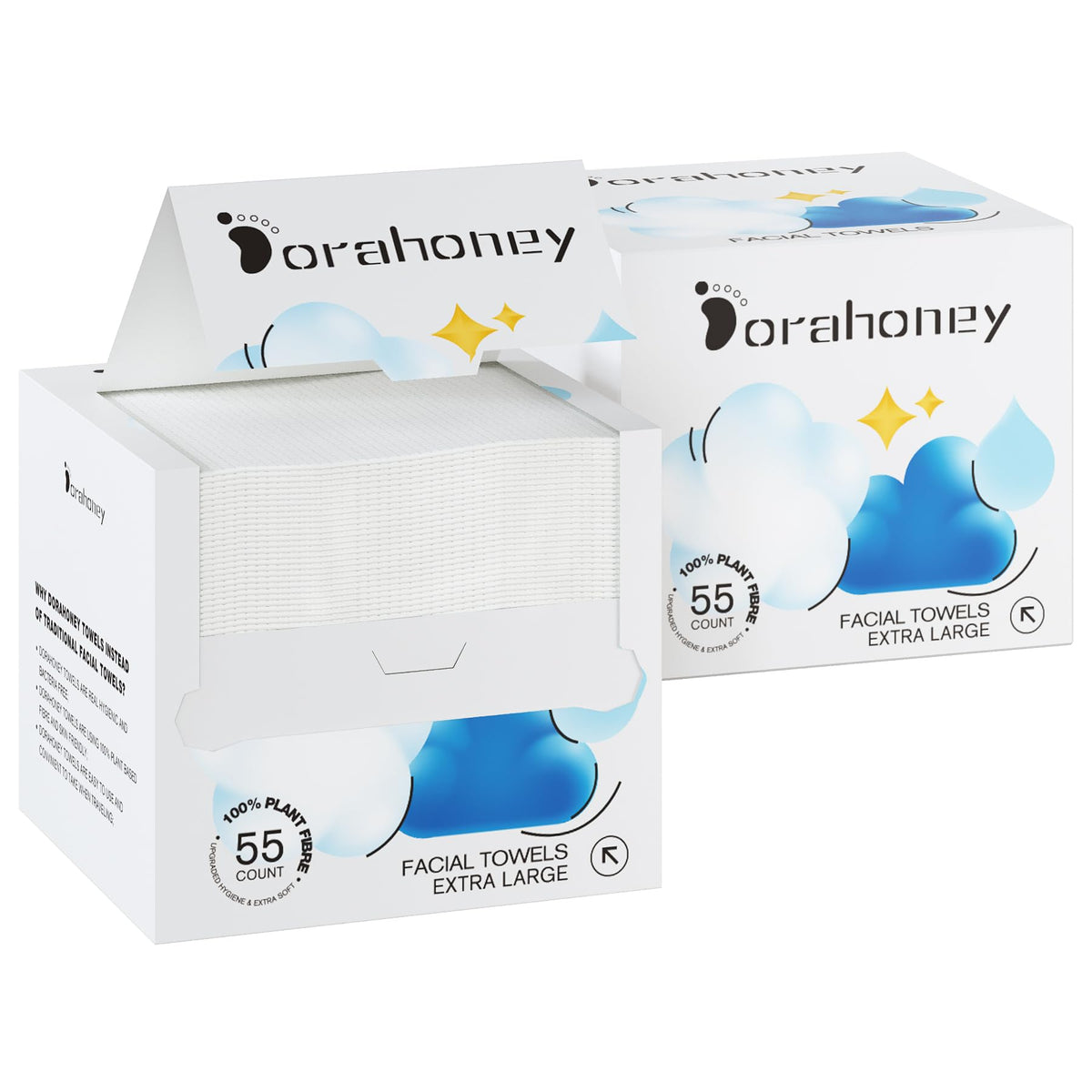Dorahoney disposable face towels 12x12 size for oversized cleansing sessions
