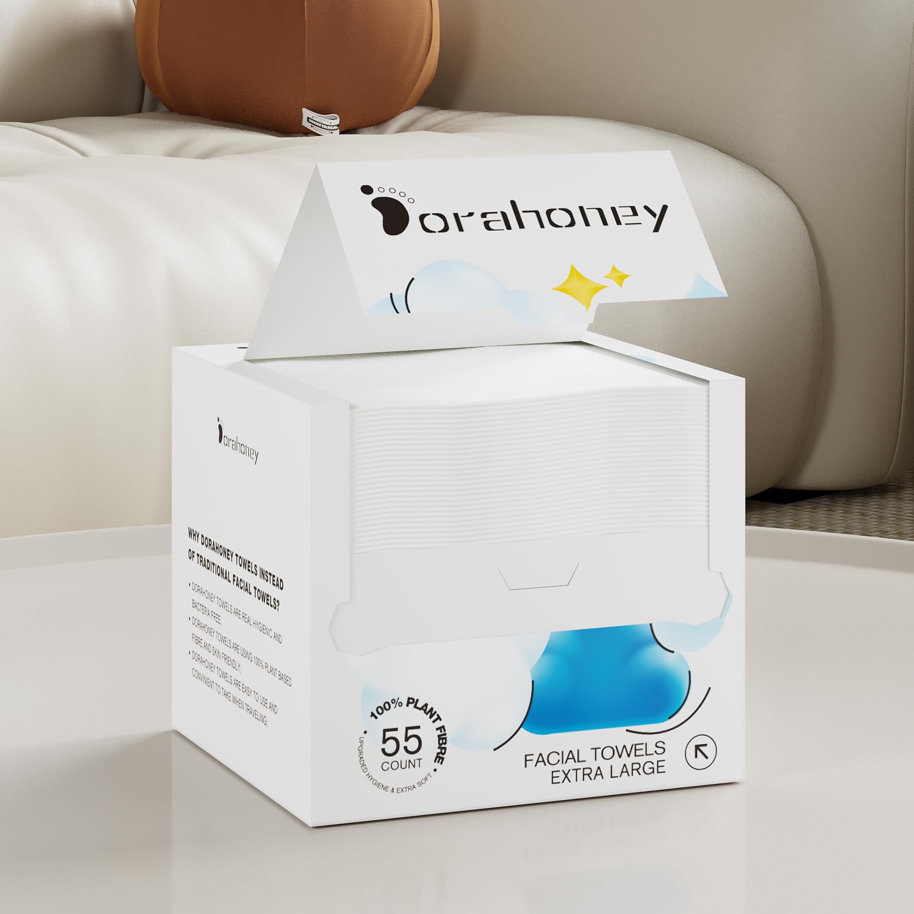 Dorahoney face towels 12x12 extra-large for full-face refreshing routines.