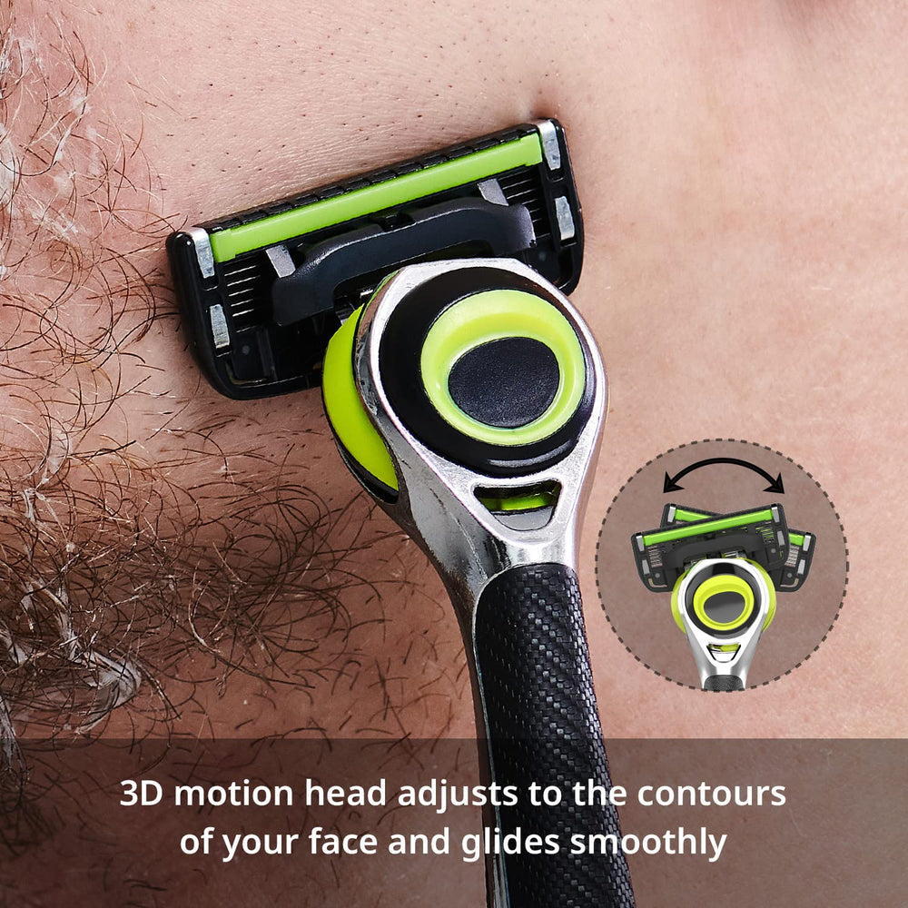 Dorco Pace 6 Pro 3D Motion curved blades provide close, gentle cutting.