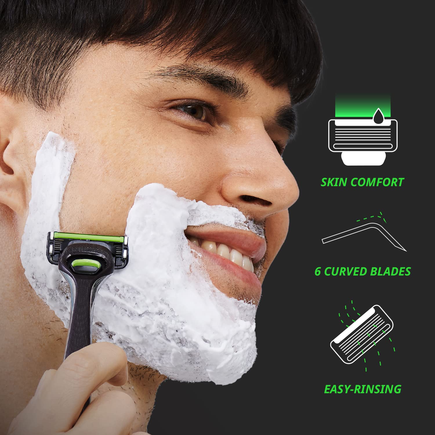 Open blade design for easy rinsing and longer blade life with Dorco Pace 6 Pro