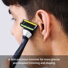 Trimmer back on Dorco Pace 6 Pro helps reach sideburns and under-nose areas