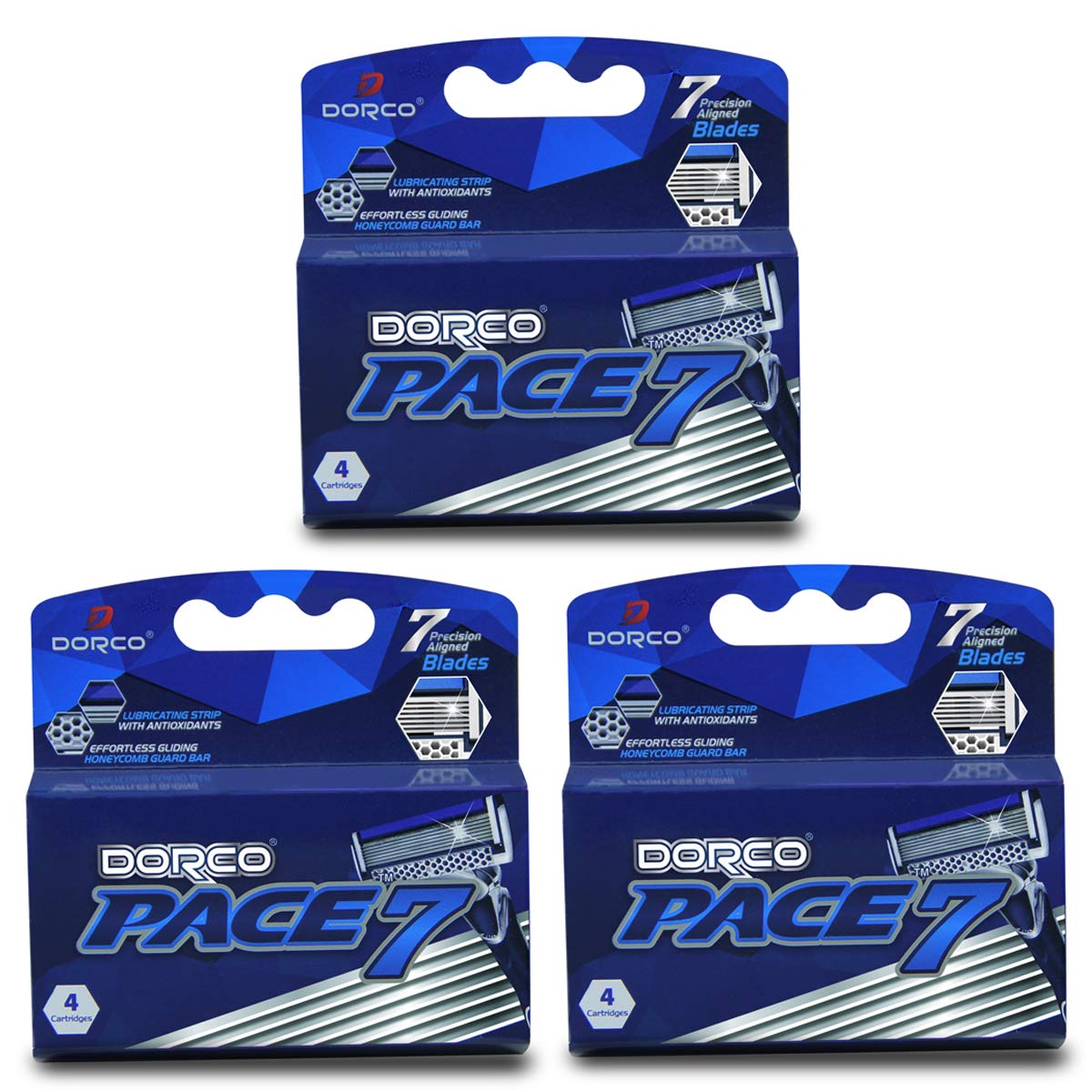 Dorco Pace 7 seven-blade head close-up for precise shaving and smoother skin
