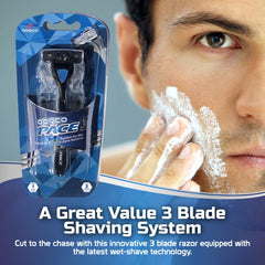 Dorco Pace 3 open-flow cartridge image demonstrates easy rinsing for longevity