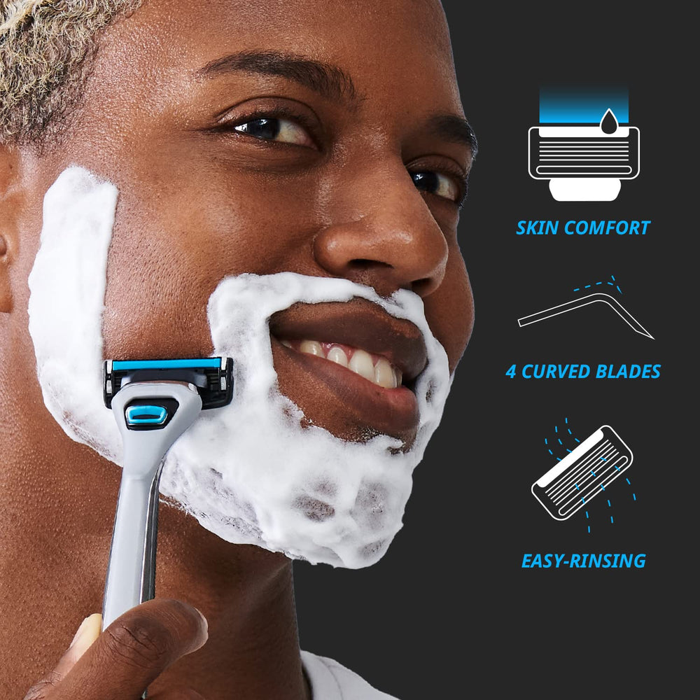 Dorco Pace 4 Pro guardbar guides skin into blades to prevent nicks.