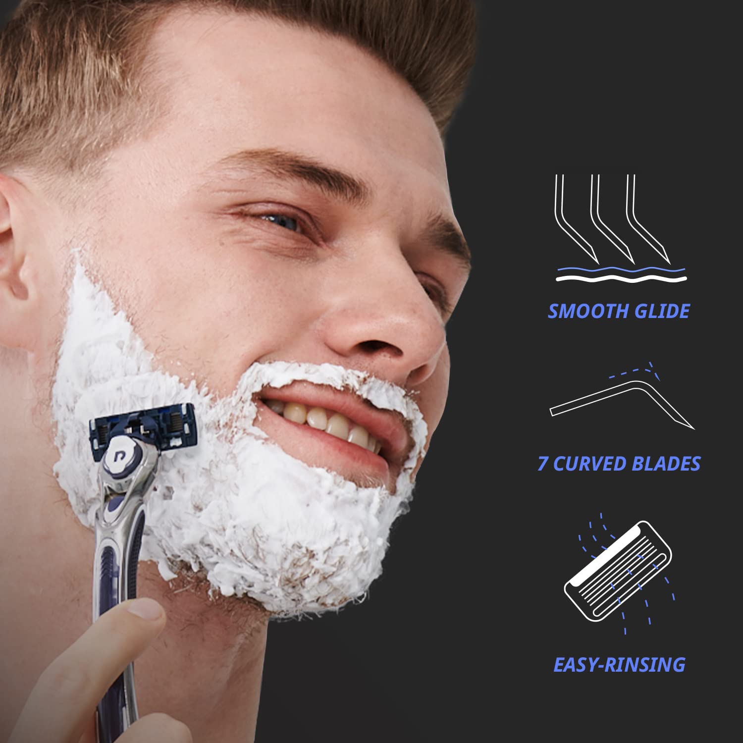 Dorco Pace 7 honeycomb guardbar protects skin for irritation-free shaving sessions.