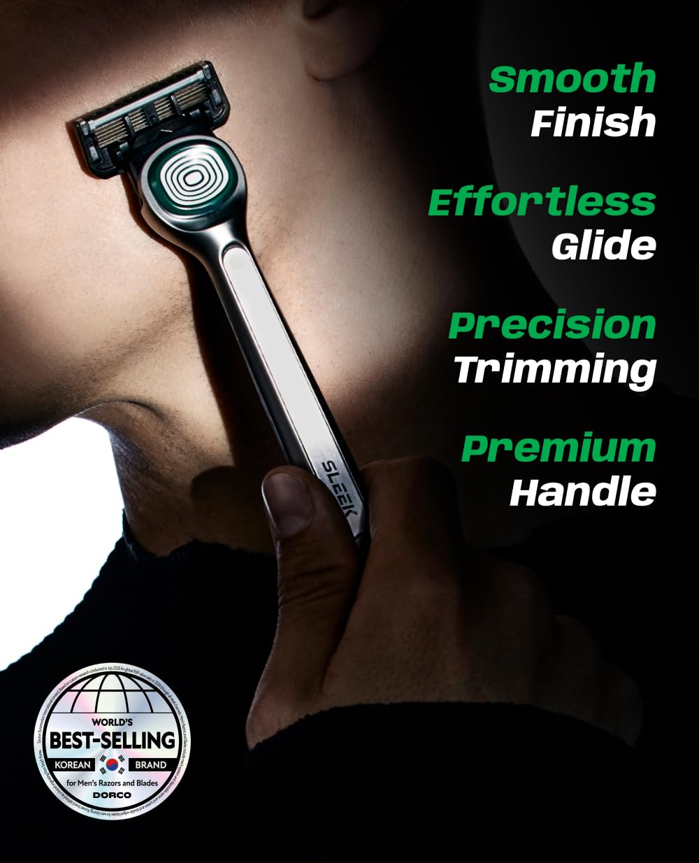 DORCO SLEEK multi-flex head guides contour-following shaving.