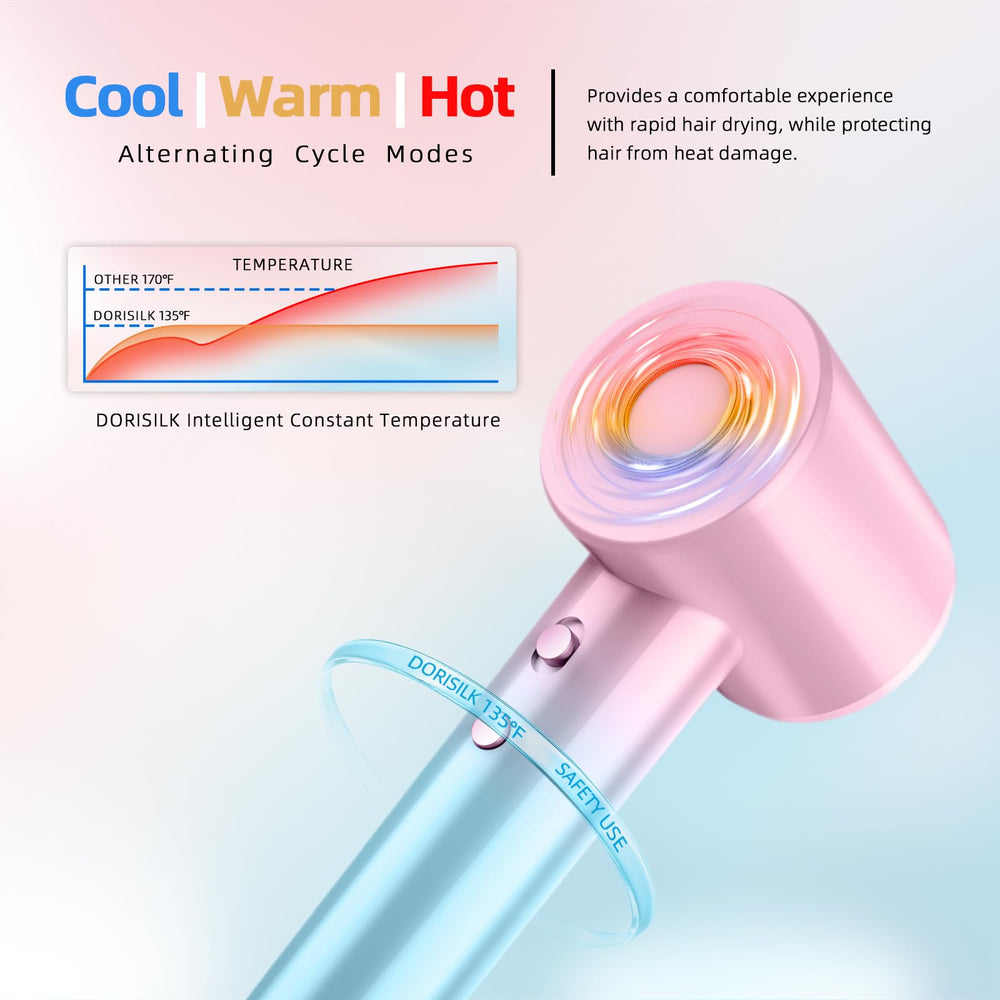 DORISILK Ionic Hair Dryer suitable for all hair types with versatile styling.