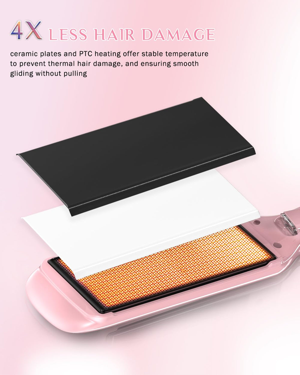 DORISILK wide plate design speeds styling on long or thick hair.