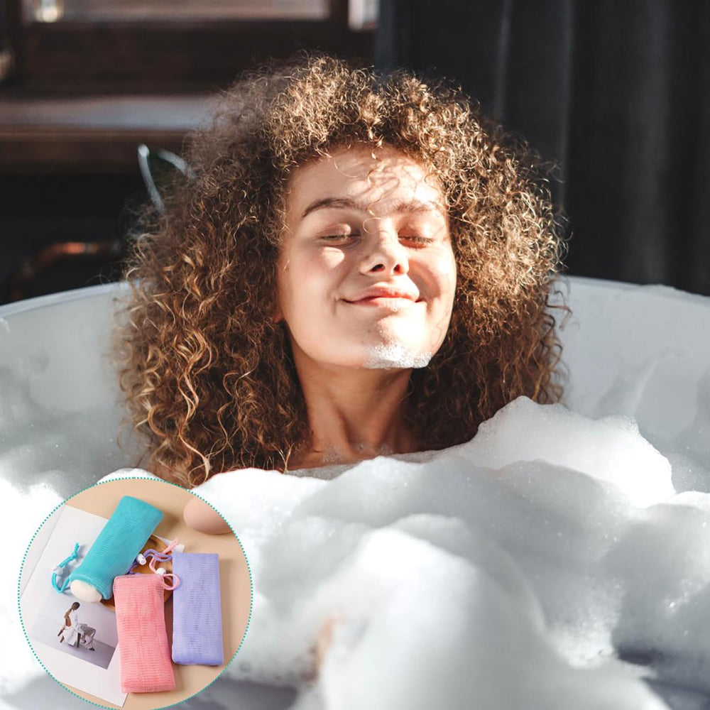 Doromy foaming net pouch bubble formation enabling better cleansing