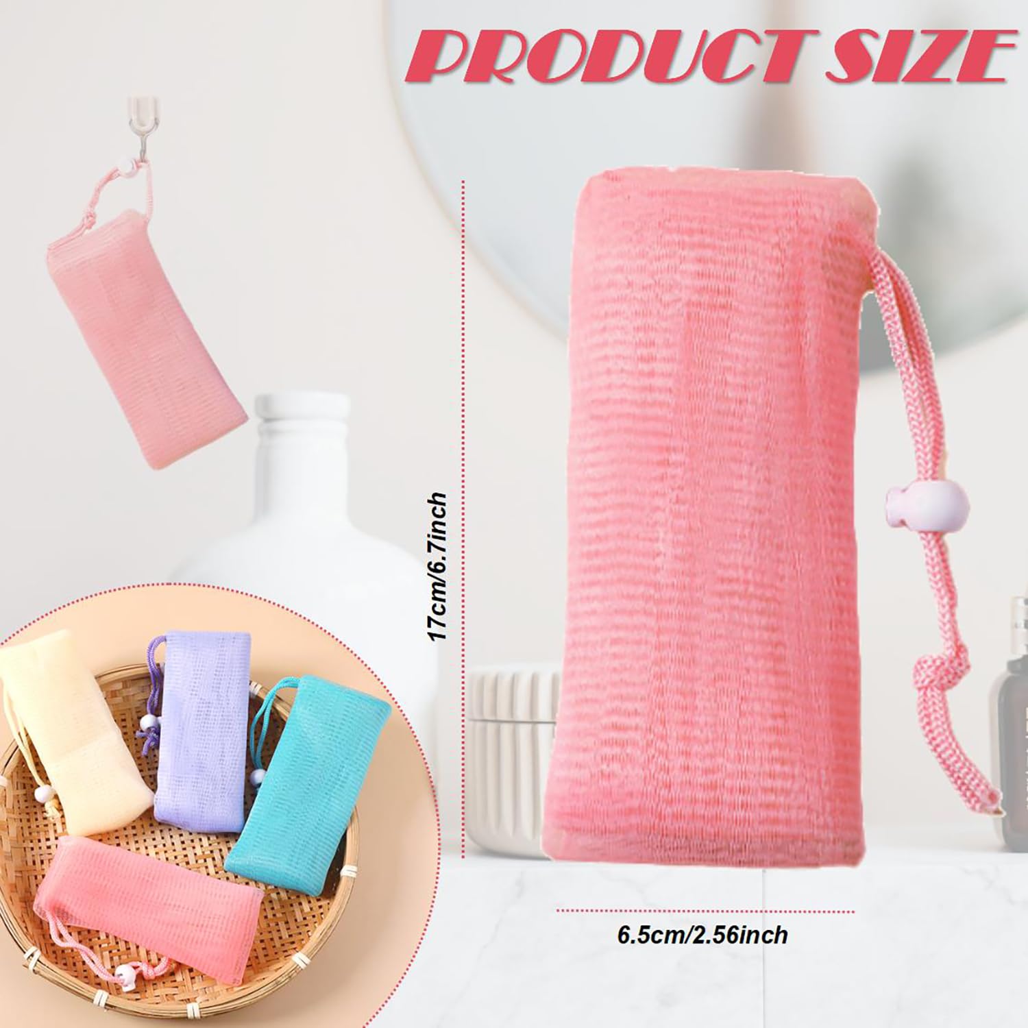 Doromy 10-pack drawstring soap pouches hung to dry after shower