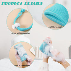 Doromy mesh soap bag multicolor pack holding different soaps for daily use