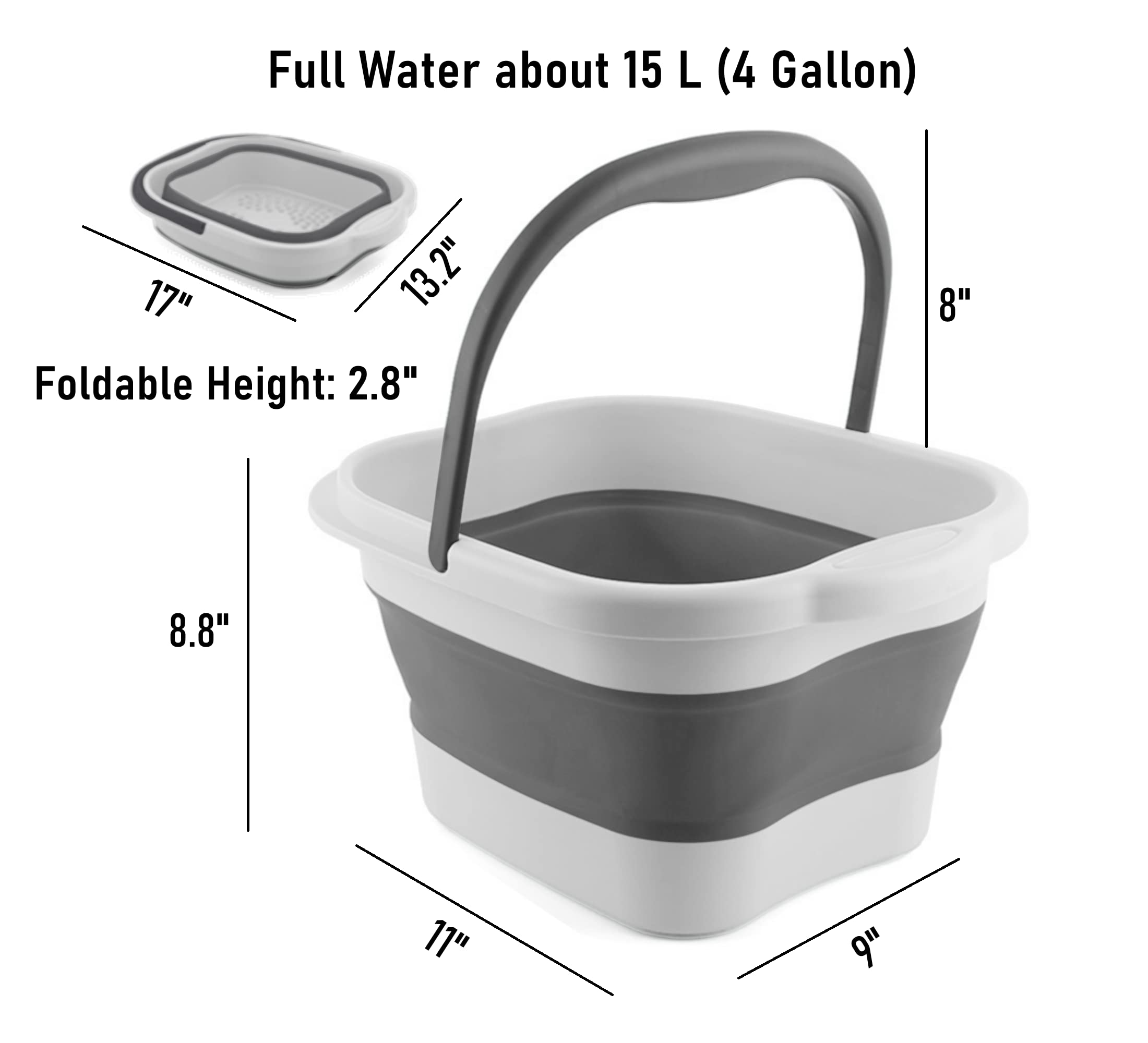 DoroSun collapsible foot bath basin extended shows full size for soaking feet.