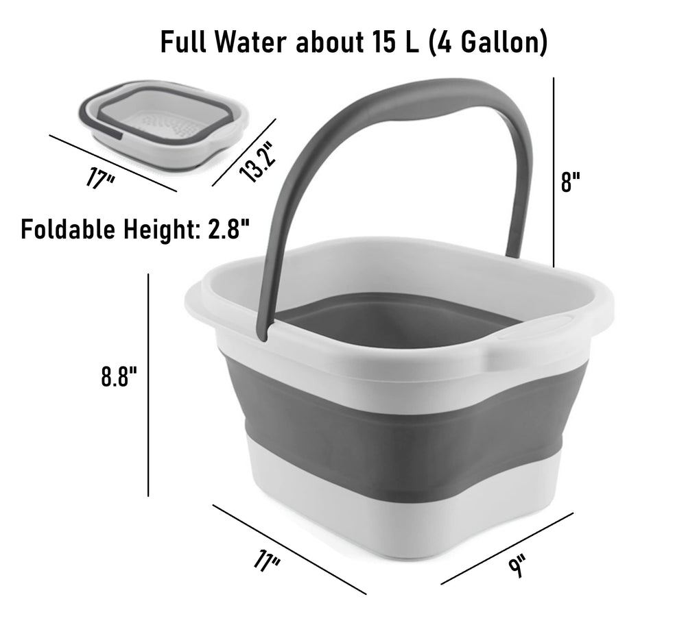 DoroSun collapsible foot bath basin extended shows full size for soaking feet.