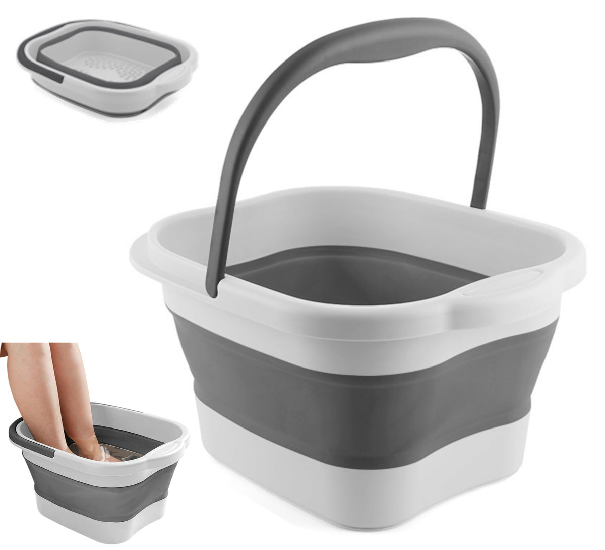DoroSun collapsible foot bath basin folded for compact storage and easy transport.