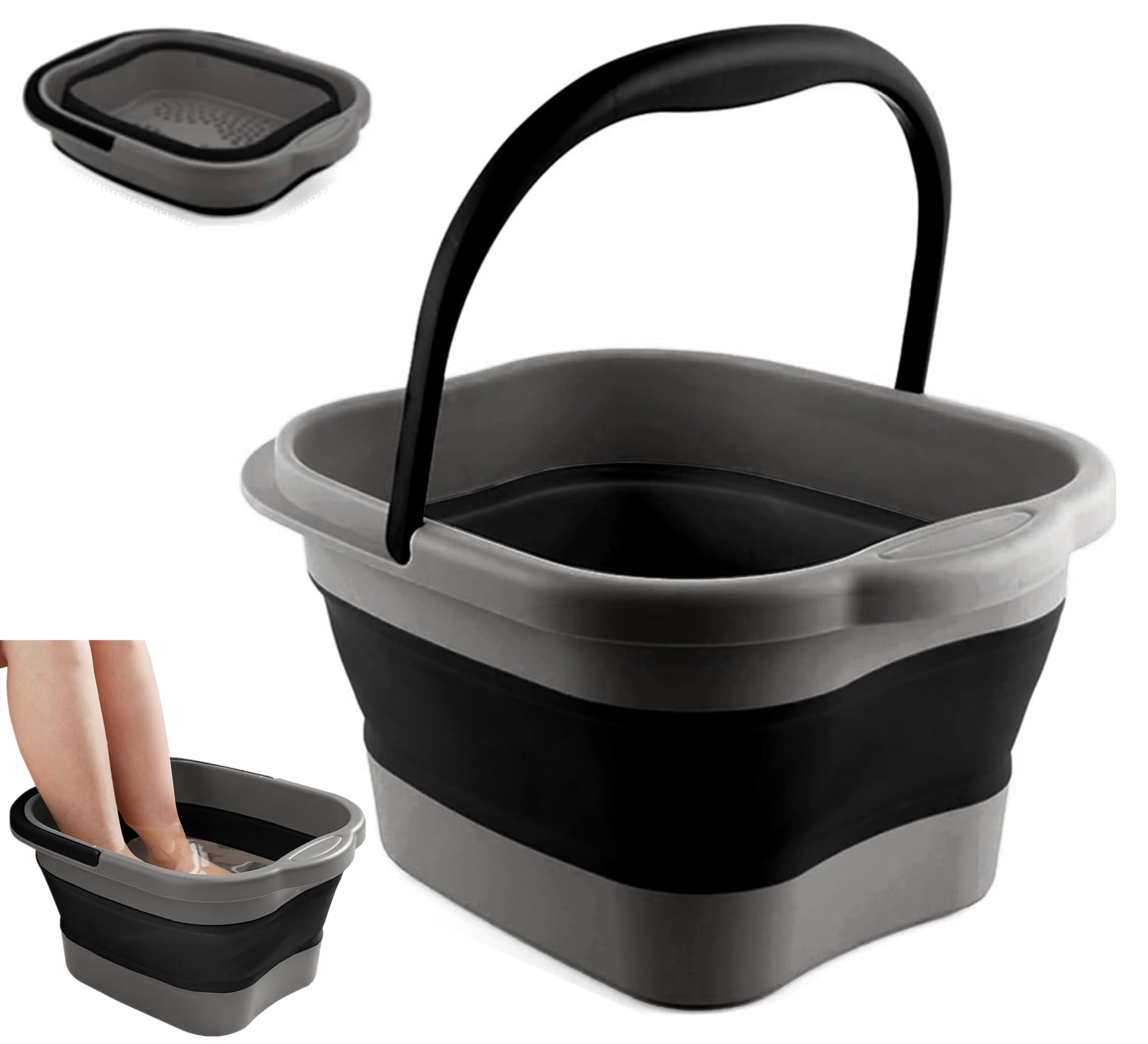 DoroSun collapsible foot tub folded for compact storage in small spaces.