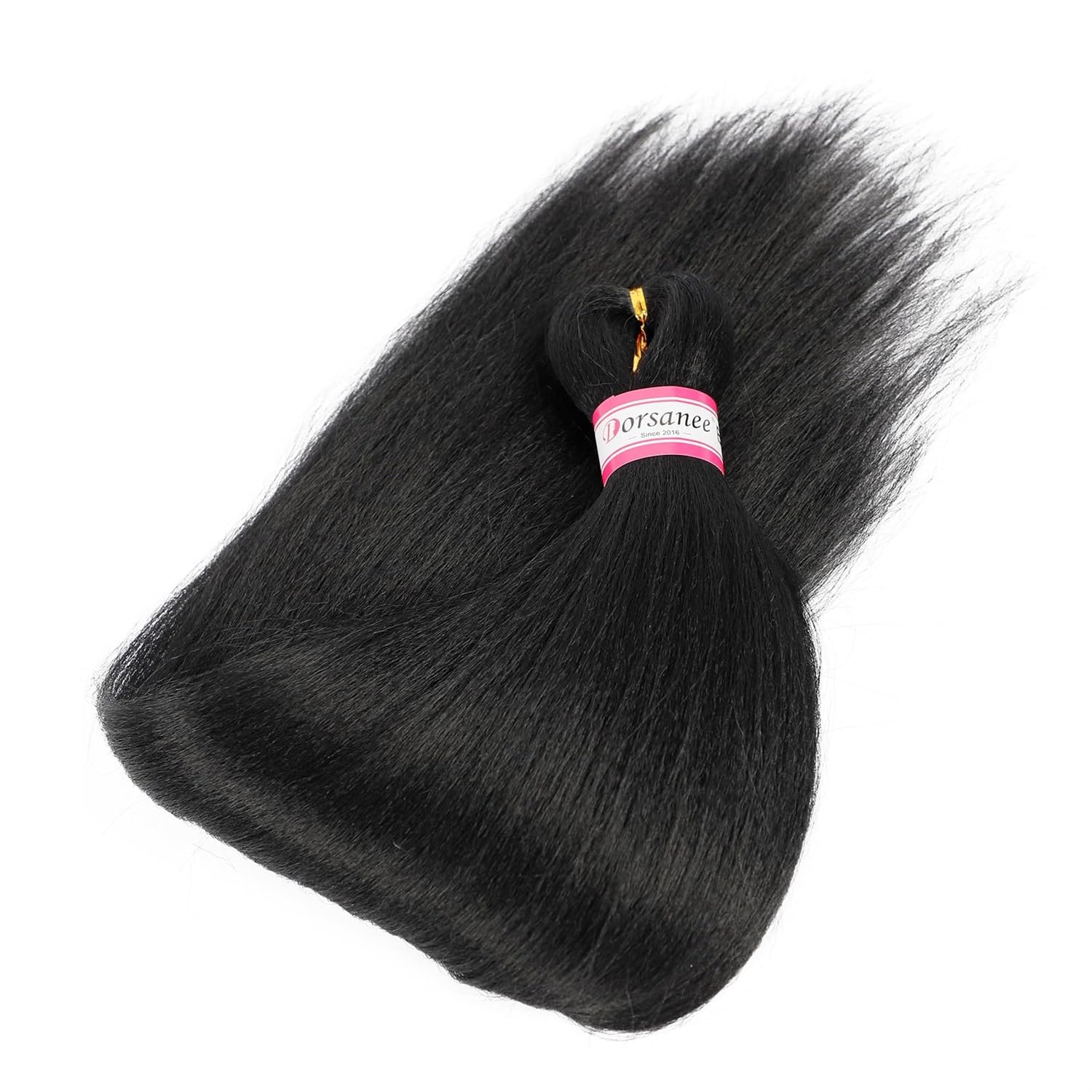 Dorsanee natural black 20 inch braiding hair being braided.