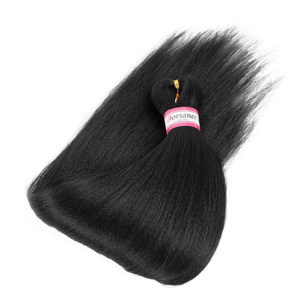 Dorsanee natural black 20 inch braiding hair being braided.