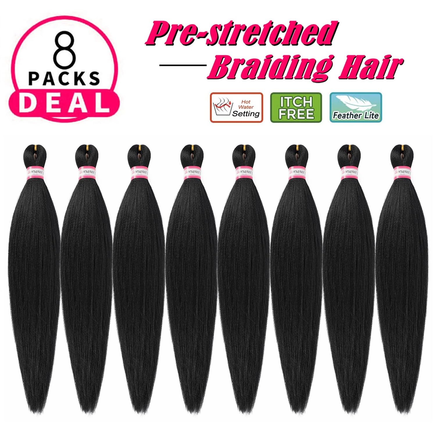 Dorsanee soft yaki texture braiding hair 20 inch close-up.
