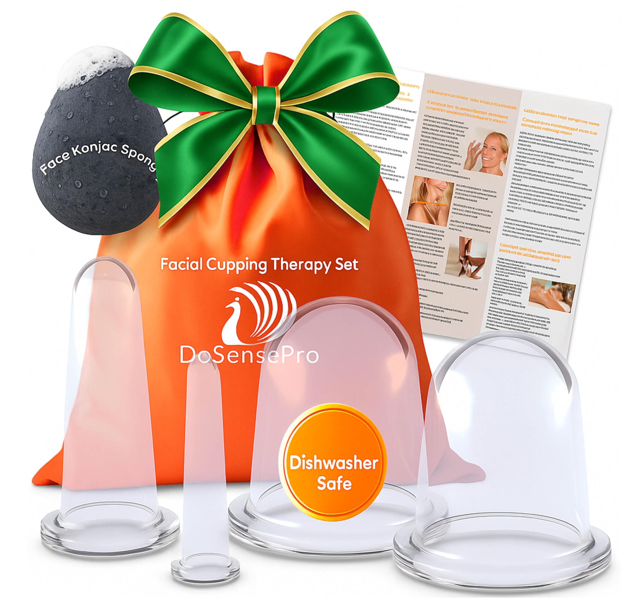 DoSensePro facial cupping set four silicone cups for facial lift and de-puff
