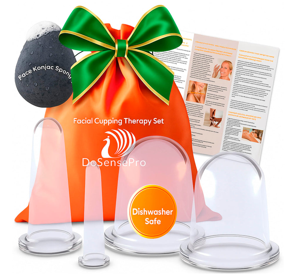 DoSensePro facial cupping set four silicone cups for facial lift and de-puff