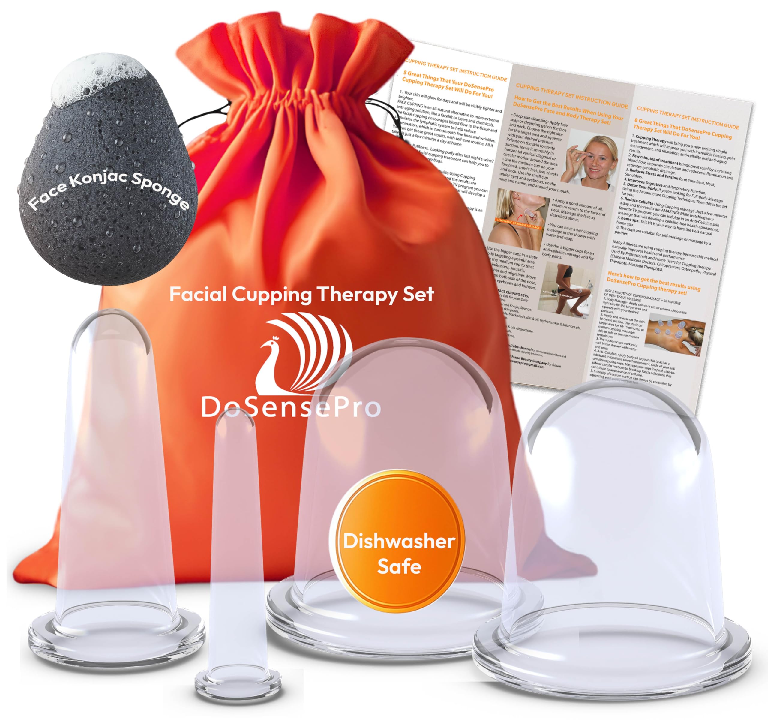 DoSensePro facial cupping set four silicone cups for facial lift and de-puff