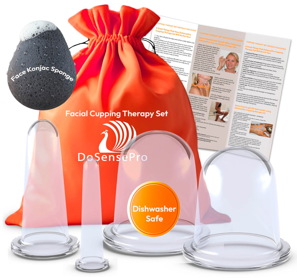 DoSensePro facial cupping set four silicone cups for facial lift and de-puff